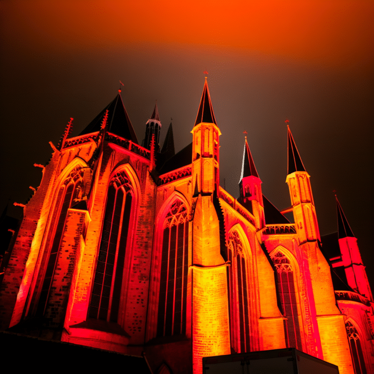 De Grote Kerk in Breda straalt dinsdag in oranje.