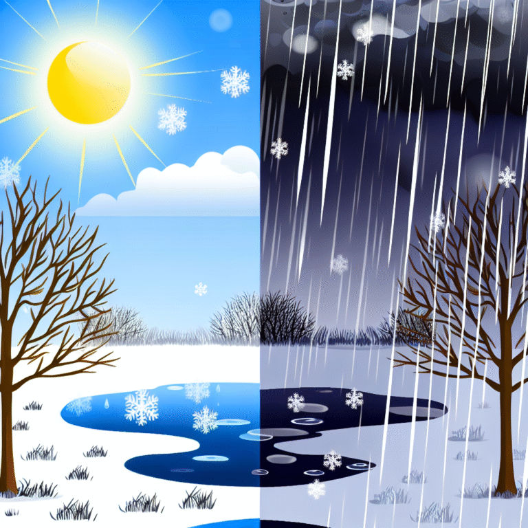 Zon en koude zondag met natte sneeuw gevolgd door regen.