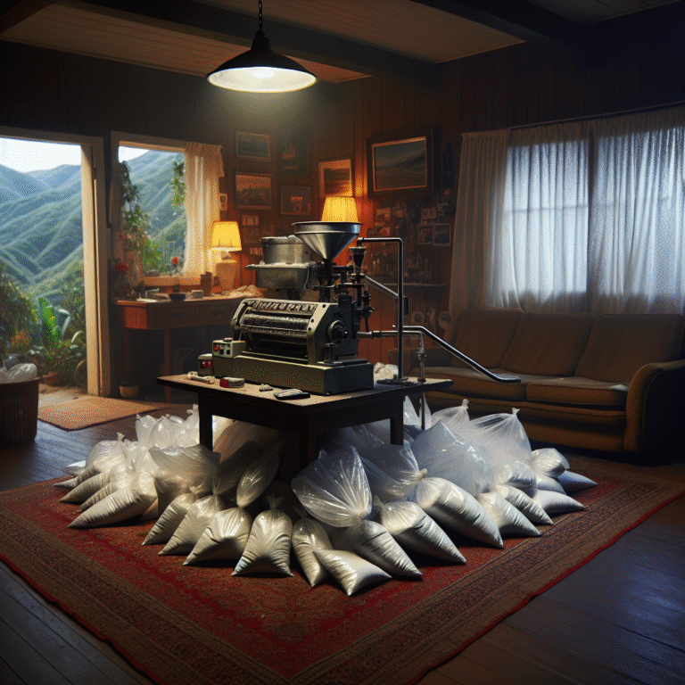 Controle in woning in de Heuvel: honderden gripzakjes en een drukpers voor drugs ontdekt.