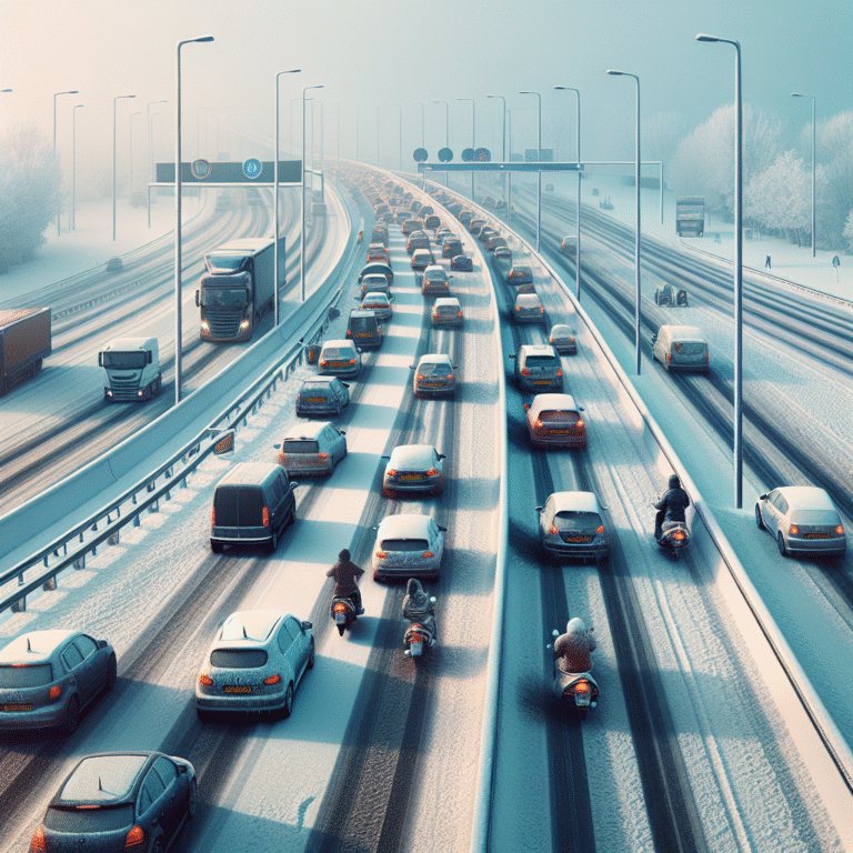 Rijkswaterstaat geeft waarschuwing voor drukte en gladheid tijdens de ochtendspits.