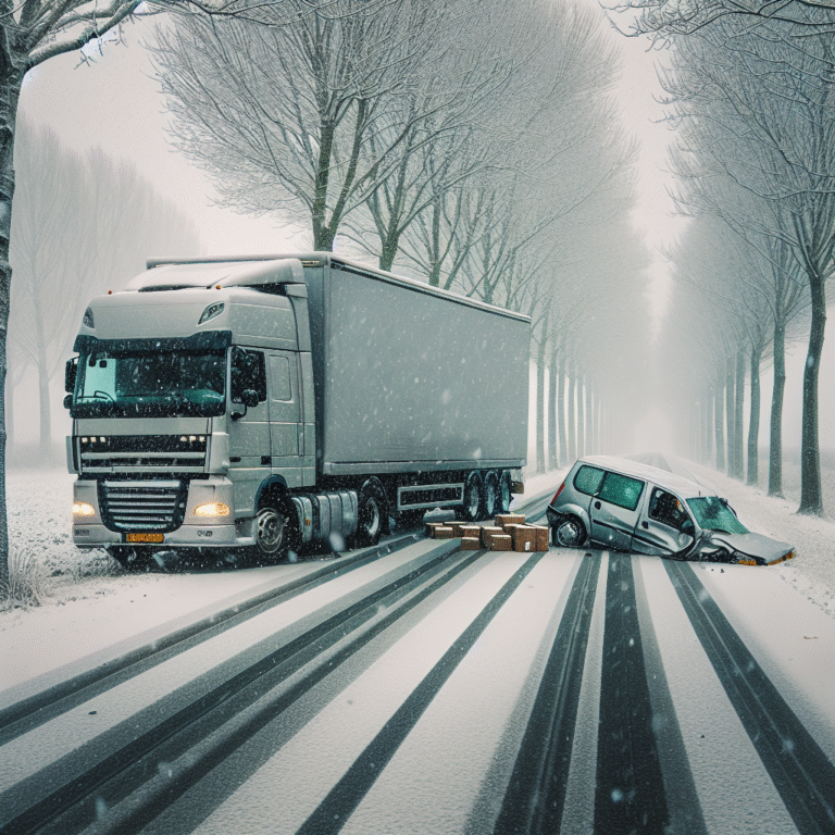 Winters weer in Brabant: Code geel tot 13.00 uur en vrachtwagenchauffeur gewond bij ongeluk op gladde weg in Tilburg.